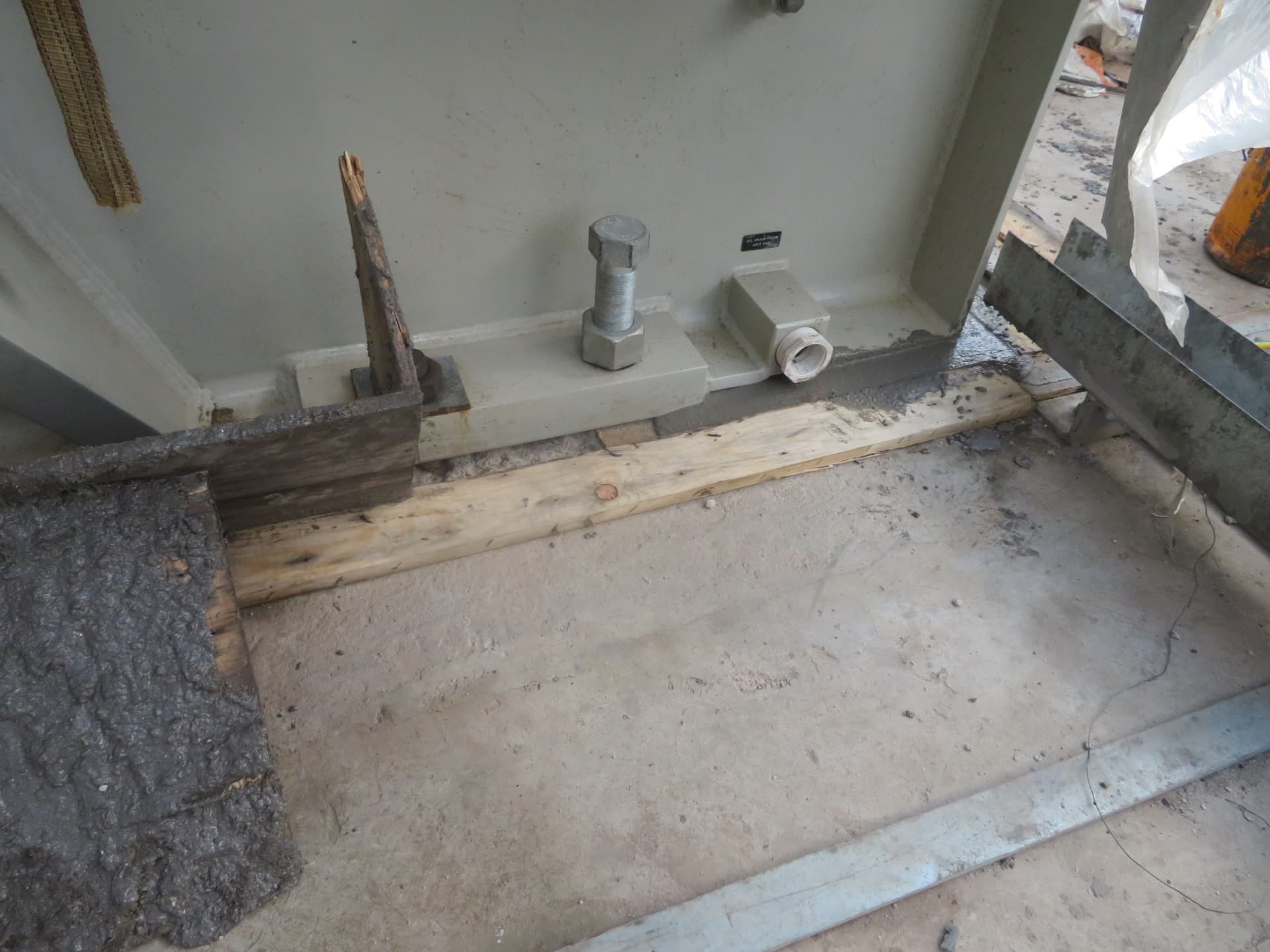 Anchor bolt and base plate detail with formwork in place