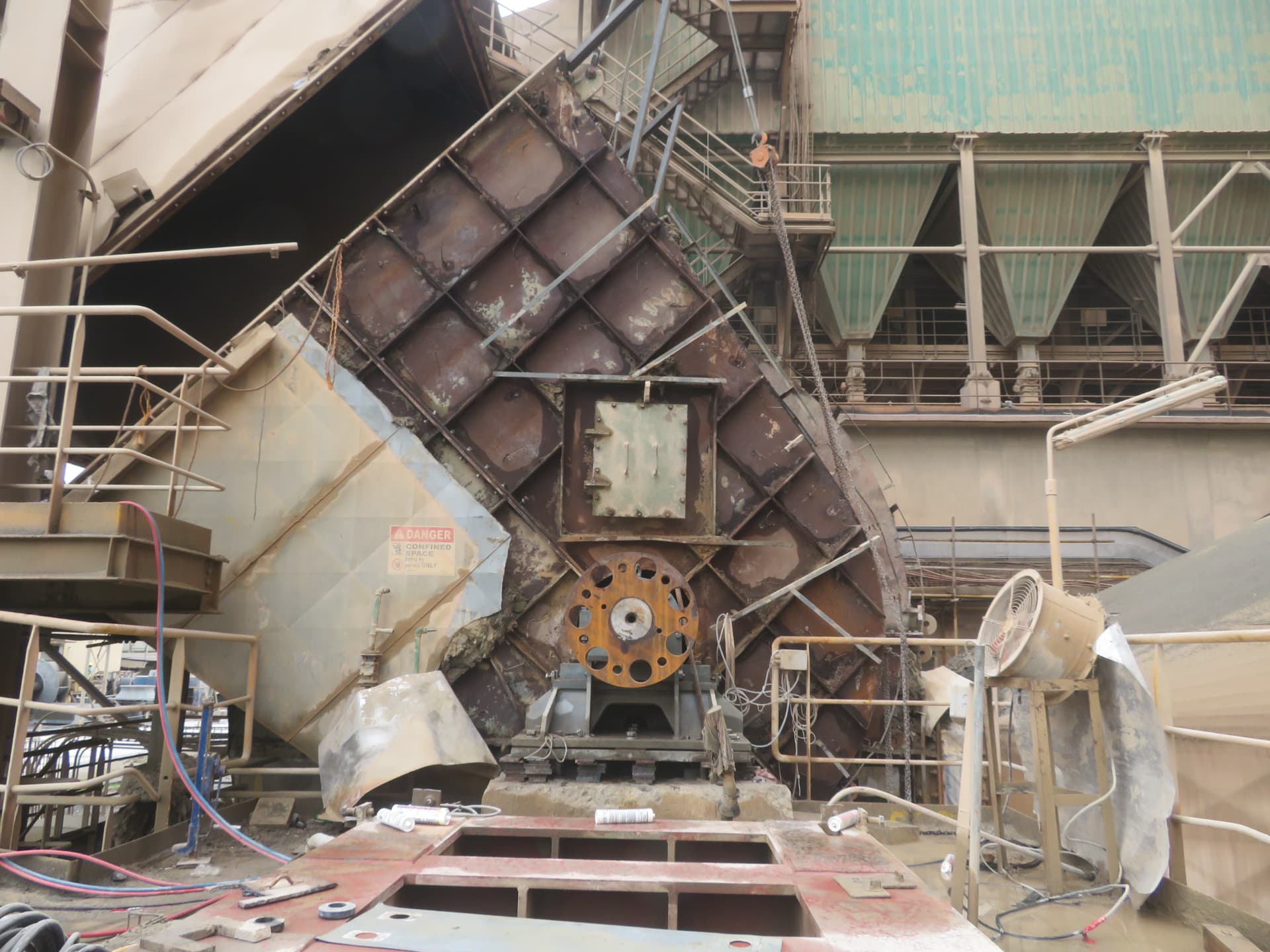 Wide view of the equipment foundation and access works