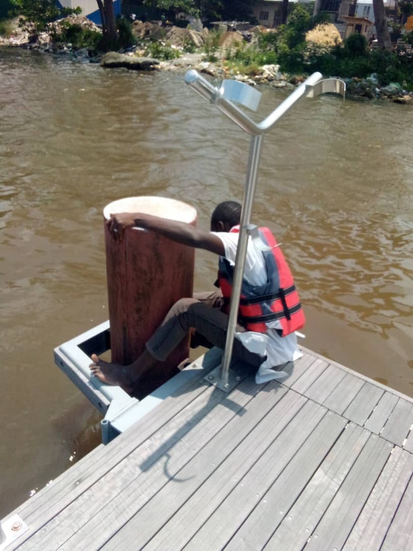Repair works on a jetty pile beside the mooring frame