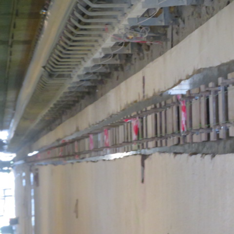 Continuous rail support frames aligned before grouting