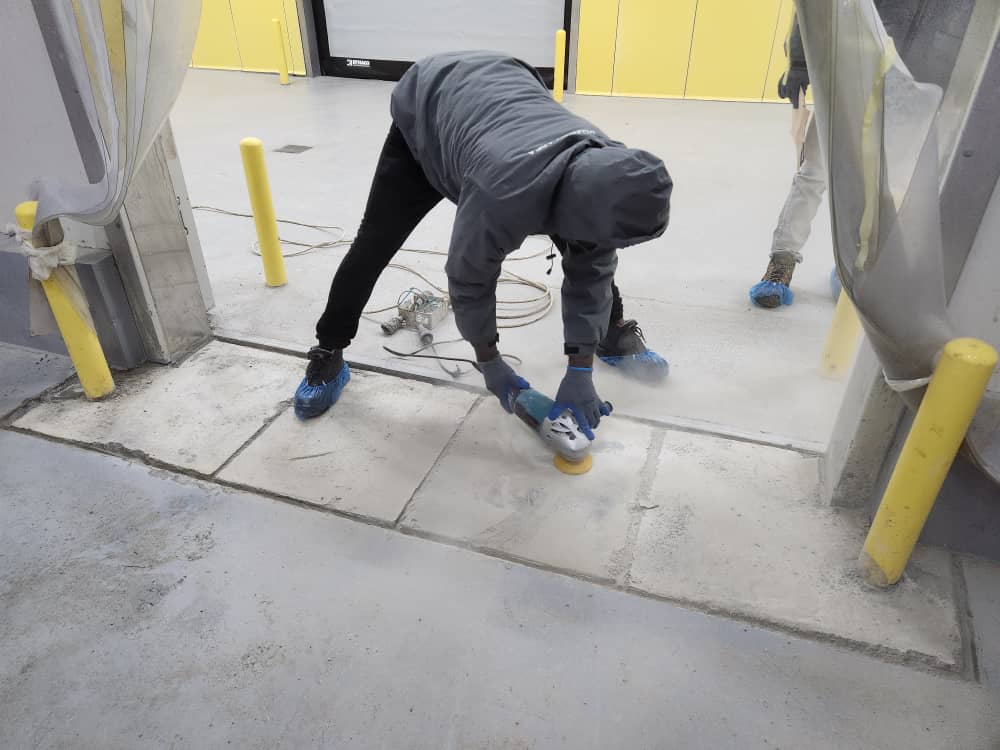 Repair bay taped off with prepared concrete panels