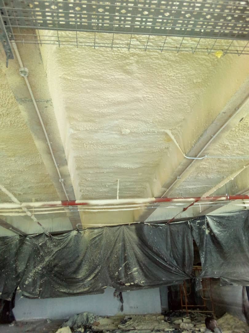 Detail of insulation coverage between beams and cable trays
